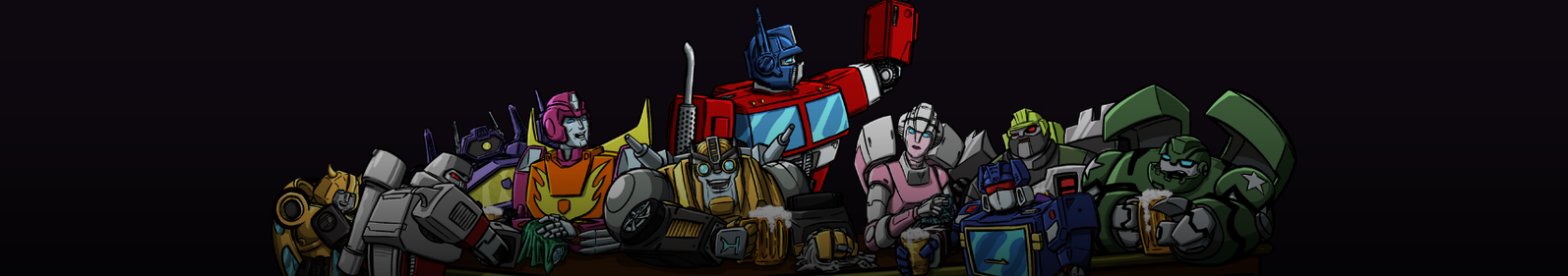 Transformers characters gathered together at Maccadam's Old Oil House bar